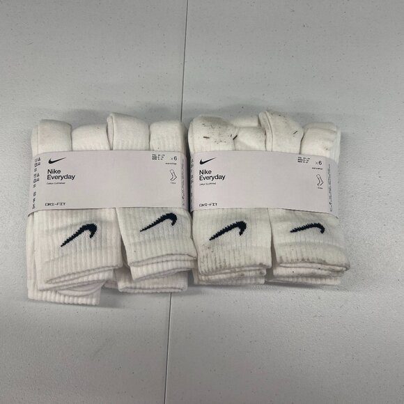 Nike Everyday Crew Socks White Medium - 12 Pairs - Picture 1 of 2